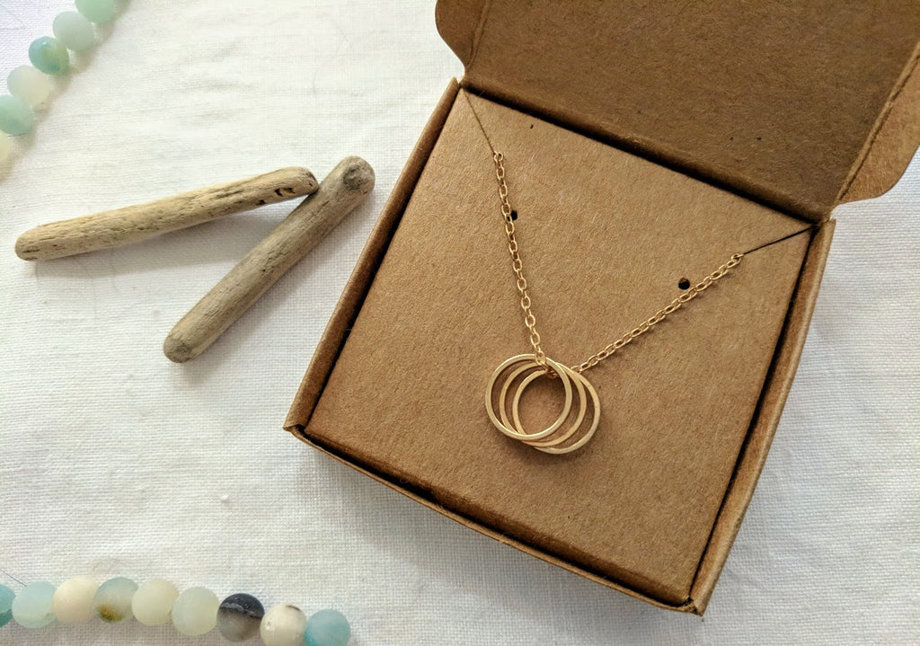 Three Ring Necklace | Triple Ring Necklace | Three Circle Necklace | Three Ring Pendant