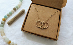Three Ring Necklace | Triple Ring Necklace | Three Circle Necklace | Three Ring Pendant