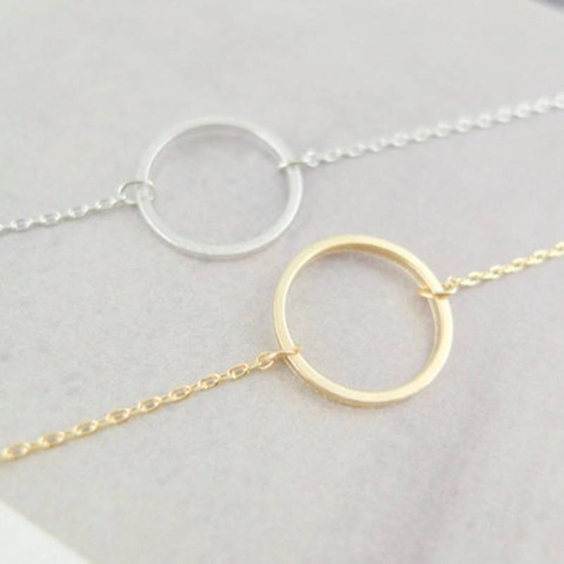 Disk Necklace | Karma double chain circle necklace | Circle Necklace | Gold Necklace | Silver Necklace | Gift | Karma