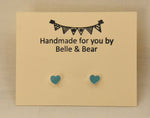Turquoise Heart Earrings | Turquoise Heart Studs | Heart Studs | Heart Earrings