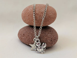 Charm Necklace | Silver crab charm Necklace | Beach Necklace | Summer Holiday Fun | Nautical ocean charm pendant necklace