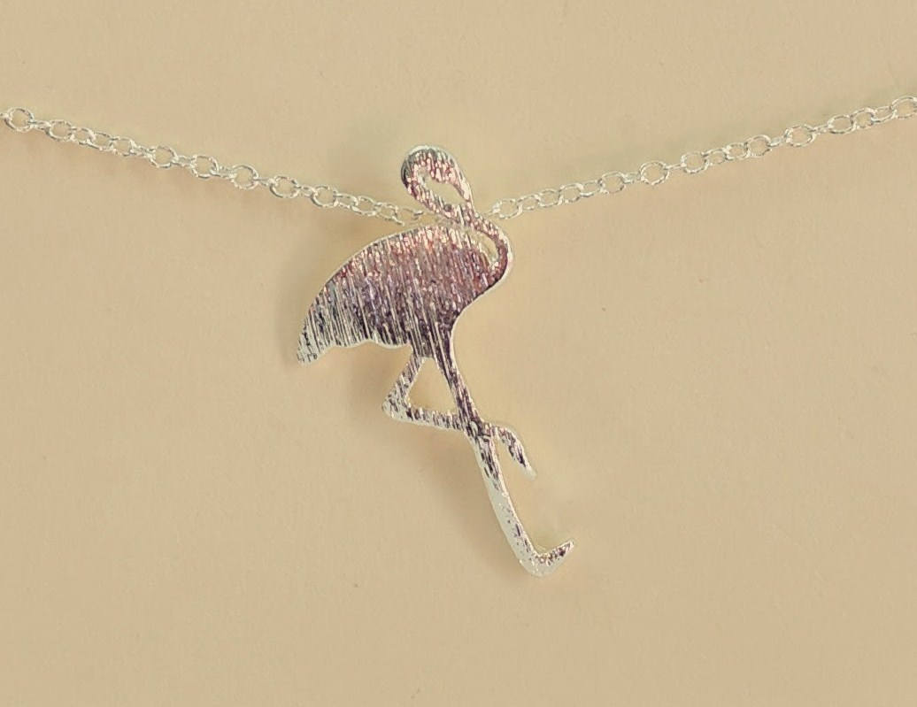 Flamingo Necklace | Silver and Gold Flamingo | Flamingo Jewelry |  Animal Jewelry