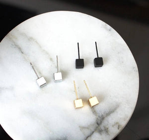 Cube Earrings | Silver Gold Black | Box earrings | silver earring studs | Geometric Studs