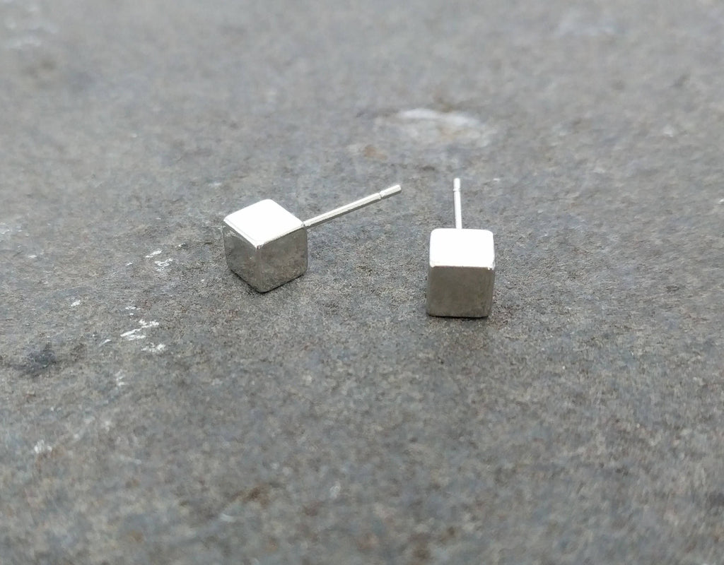 Cube Earrings | Silver Gold Black | Box earrings | silver earring studs | Geometric Studs