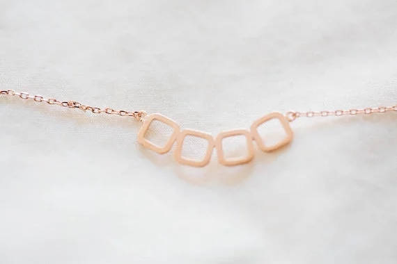 Geometric Necklace | four square necklace | Gold and Silver | Dainty cute Necklace