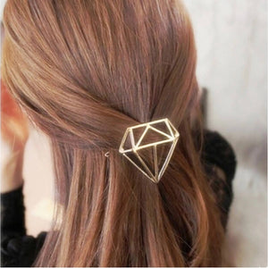 Diamond hair clip | Gold or silver Metal Clip | Minimalist Hair Clip | Metal Hair Accessory | Geometric Hair Clip | Hair Barrette