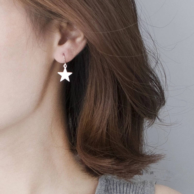 Star Earrings | Silver or gold star drop earrings