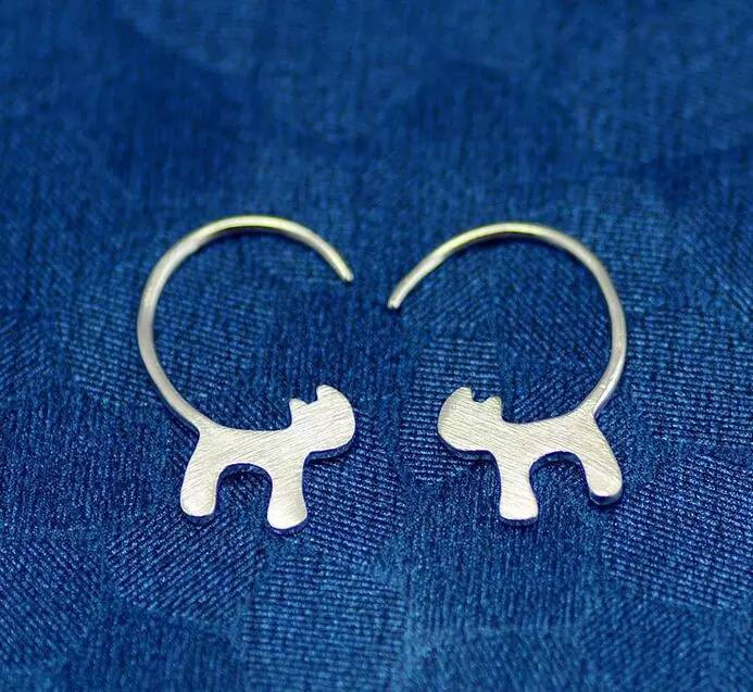 Cat earrings | Silver cat earrings | Hanging cat earrings