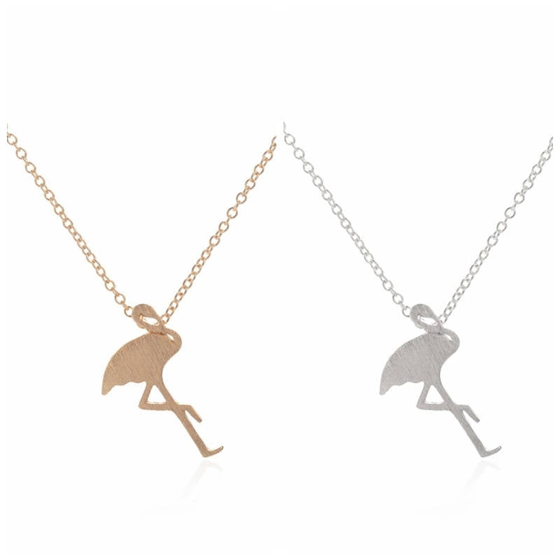 Flamingo Necklace | Silver and Gold Flamingo | Flamingo Jewelry |  Animal Jewelry