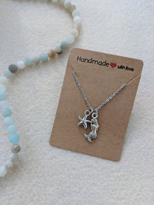 Mermaid and star fish beach charm necklace