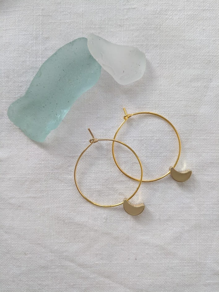 Moon earrings | Gold Moon hoop Earrings | Hoop Moon earrings | Minimalist Boho Jewelry