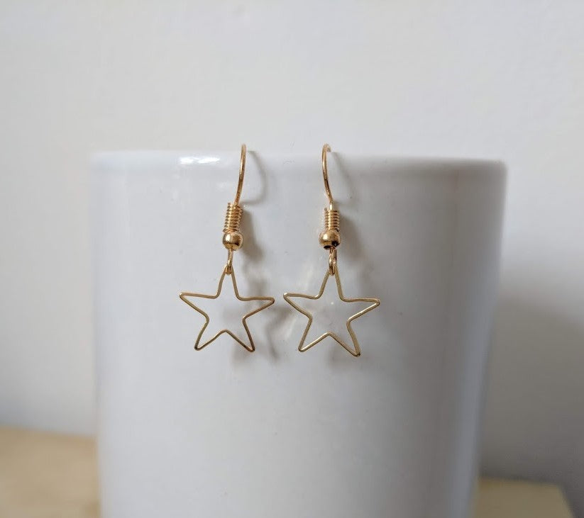 Star Earrings | Silver star charm drop dangle earrings