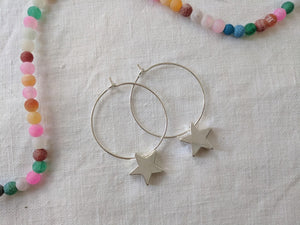 star hoop earrings star hoops silver star earrings star jewelry unique silver jewellery gift idea
